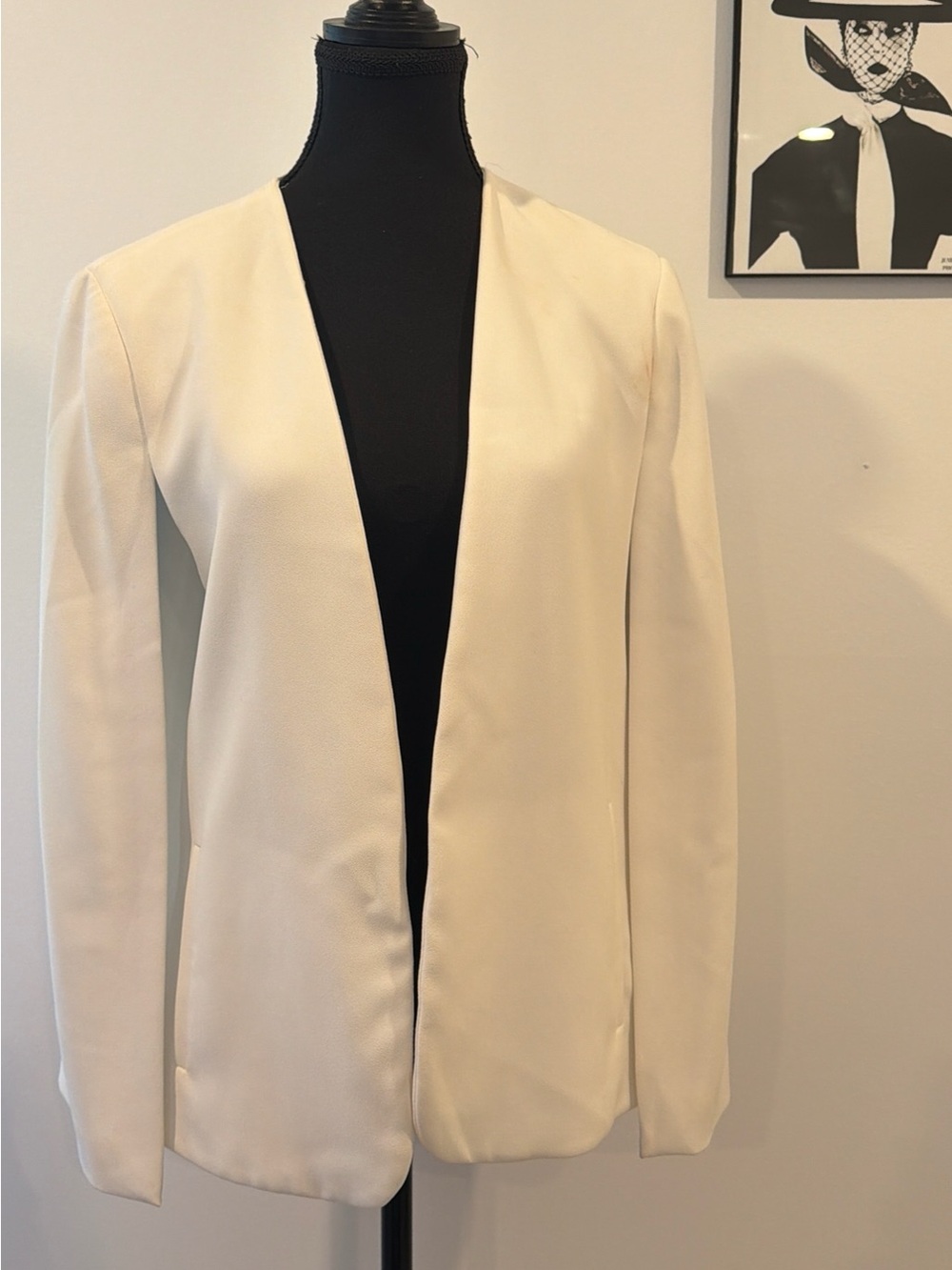 Zara Ecru Cape Blazer Jacket – Split Sleeve Open Front. Size M